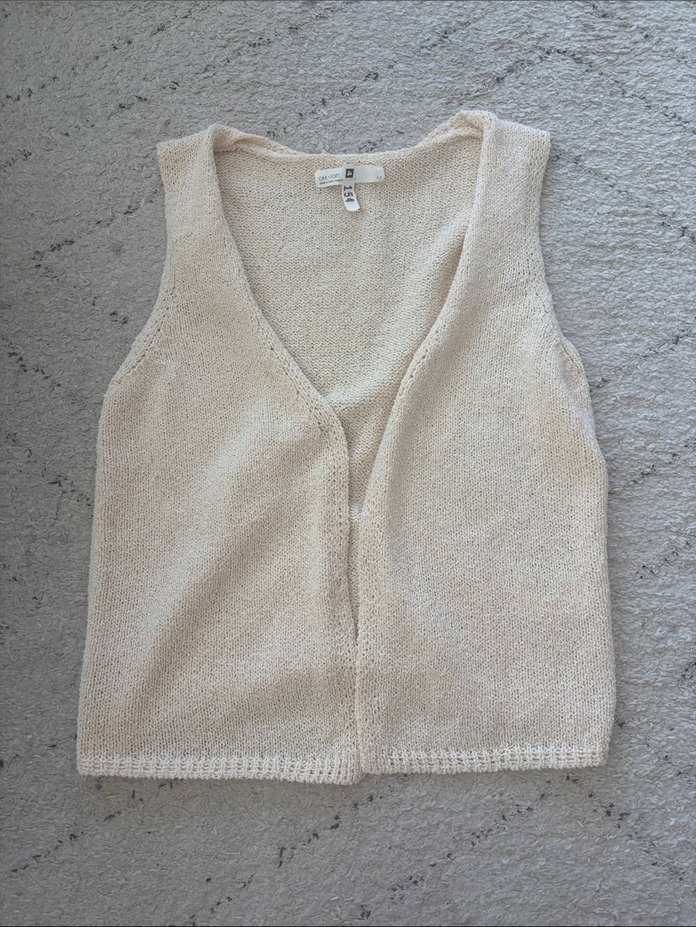 OAK + FORT Cream V-Neck Knit Tank